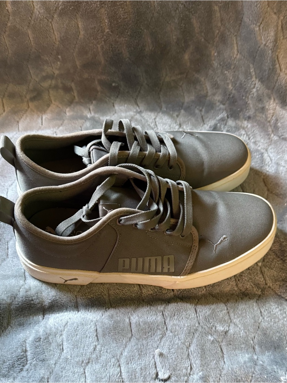 Puma Gray Canvas Low-Top Sneakers